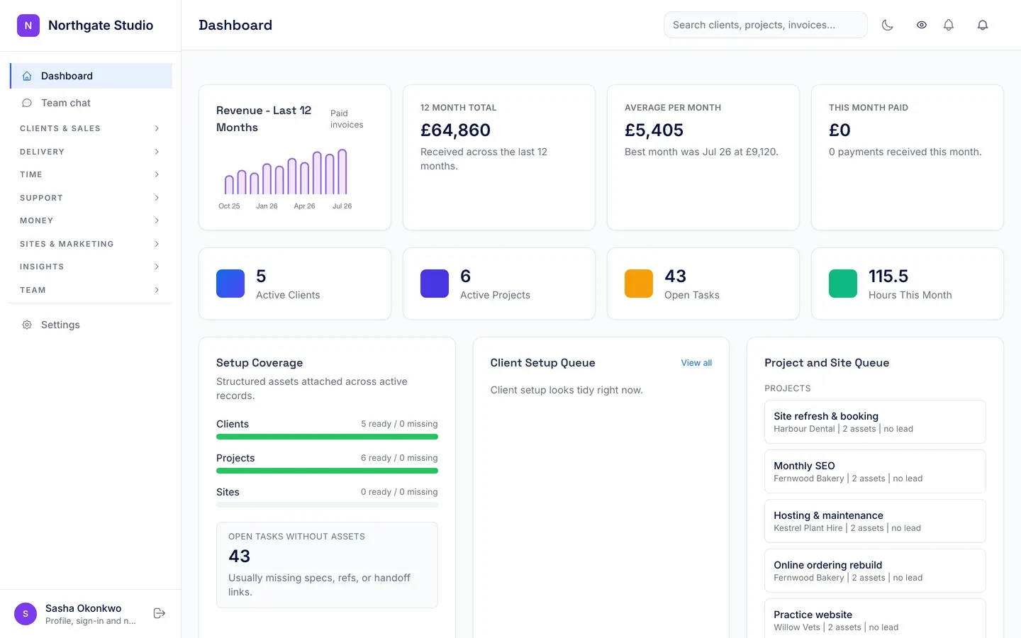Marque product screen with demo data